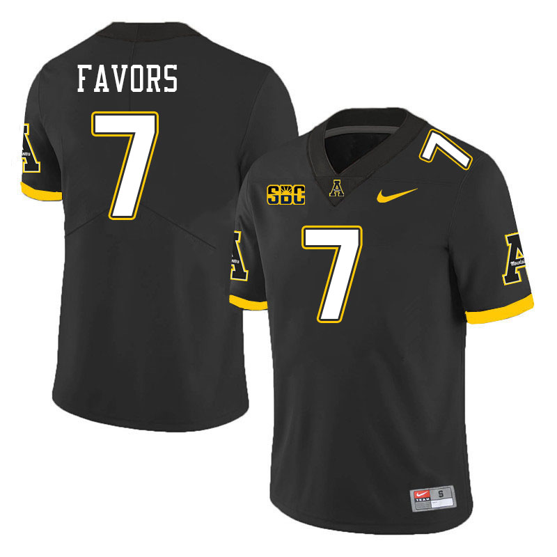 Men #7 Jordan Favors Appalachian State Mountaineers College Football Jerseys Stitched-Black